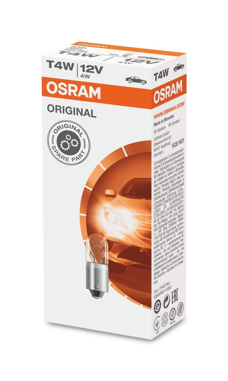OSRAM 10-PK Osram 3893 - T4W 12V High-Performance Automotive Bulb - Image 1